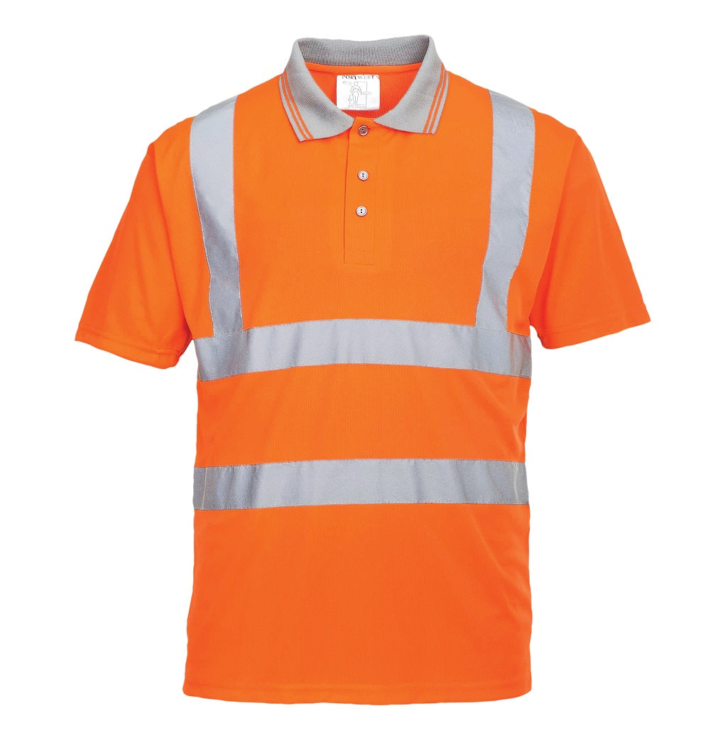 Portwest Hi-Vis Short Sleeved Polo Shirt GO-RT