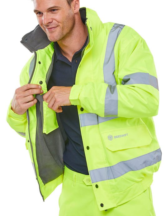 Beeswift Hi-vis Fleece Lined Bomber Jacket