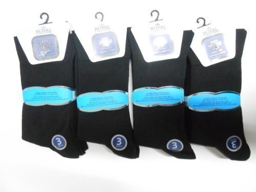 12 Pairs Mens Plain Design Gentle Top Socks